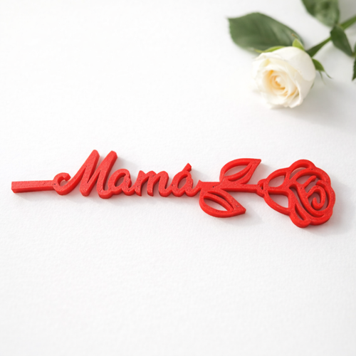 Mamá Schild mit Rose ❤️ – Geschenk für Mama | Muttertag Deko | Personalisierte 3D Druck Schrift